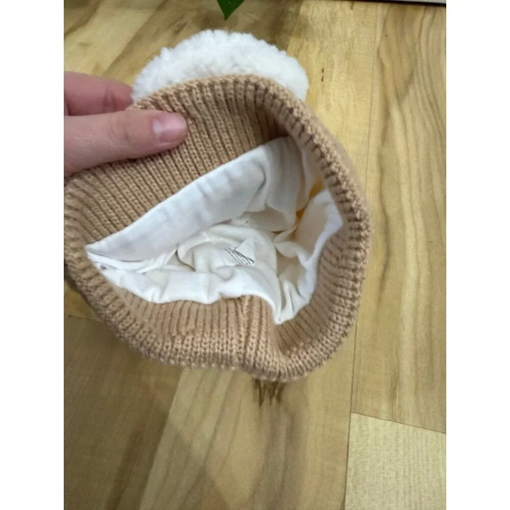 Kids Knit Winter Beanie with Dog Face & Pom Pom